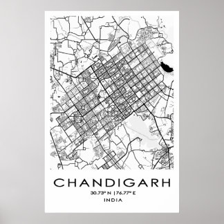 Poster de Mapa Chandigarh| Punjab| Índia