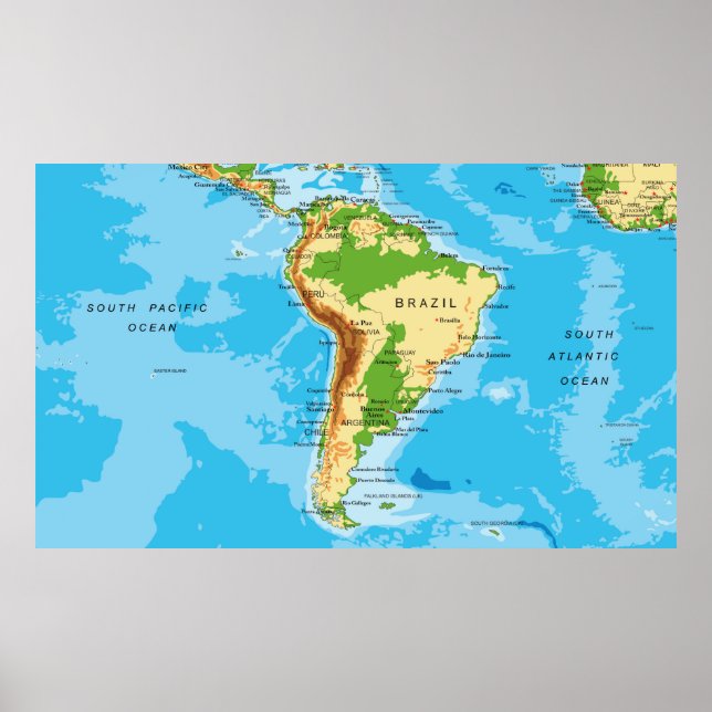 Poster de Mapa da América do Sul (Frente)