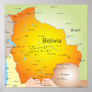 Poster de Mapa da Bolívia