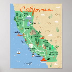 Poster de Mapa da Califórnia