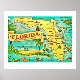 Poster de Mapa da Flórida 20x16