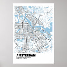 Poster de Mapa de Amsterdã - Mapa Branco de Amster