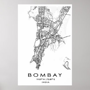 poster de Mapa de Bombaim/Mumbai  Maharashtra  Ín