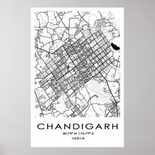 Poster de Mapa de Chandigarh  Punjab  Índia