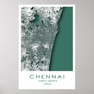 Poster De Mapa De Chennai Madras Tamil Nadu Ín