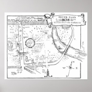 Poster de Mapa de Kensington Gardens Peter Pan B &