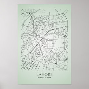 Poster de Mapa de Lahore Mapa das estradas da ci