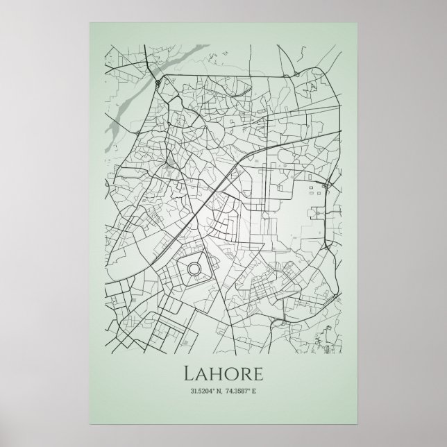 Poster de Mapa de Lahore | Mapa das estradas da ci (Frente)
