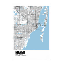 Poster de Mapa de Miami - Mapa Preto de Miami
