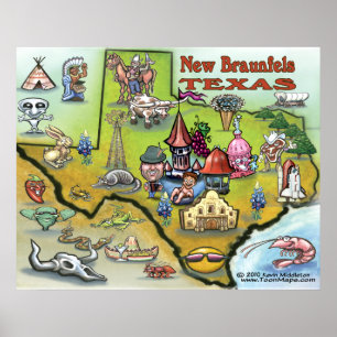 Poster de Mapa de Novos Braunfels TEXAS