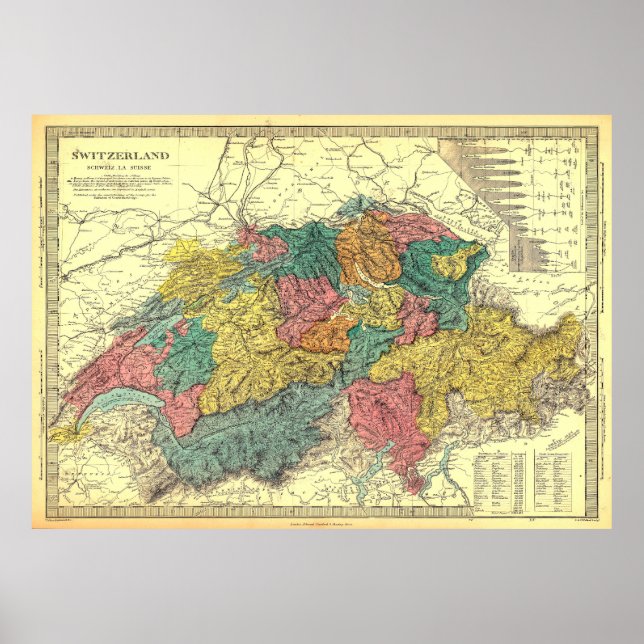 Poster de mapa de suiça (Frente)