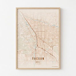 Pôster de Mapa de Terracota de Tucson - Presente d