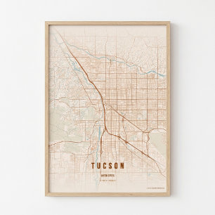 Pôster de Mapa de Terracota de Tucson - Presente d
