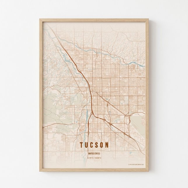 Pôster de Mapa de Terracota de Tucson - Presente d (Criador carregado)