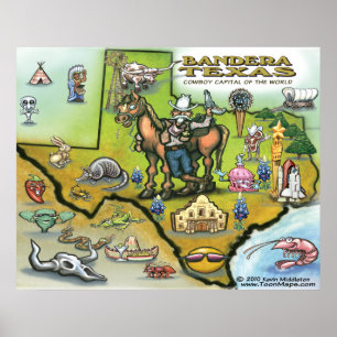 Poster de Mapa de TEXAS bandera