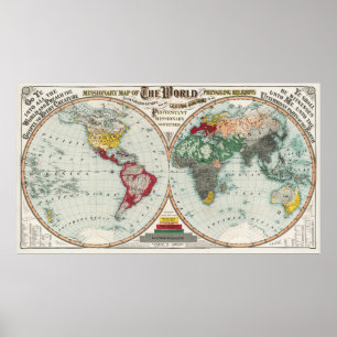 Poster de Mapa do Mundo Vintage