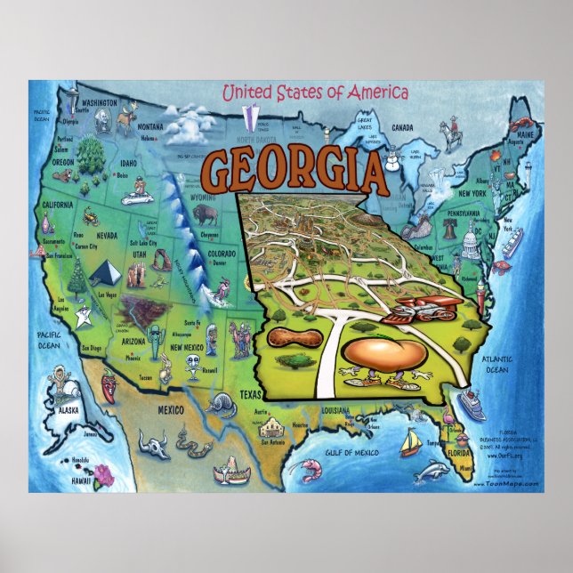 POSTER de Mapa GA EUA (Frente)
