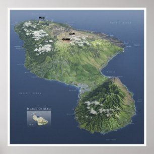 Poster de mapa Haleakala