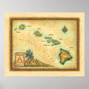 Poster De "mapa Havaí "