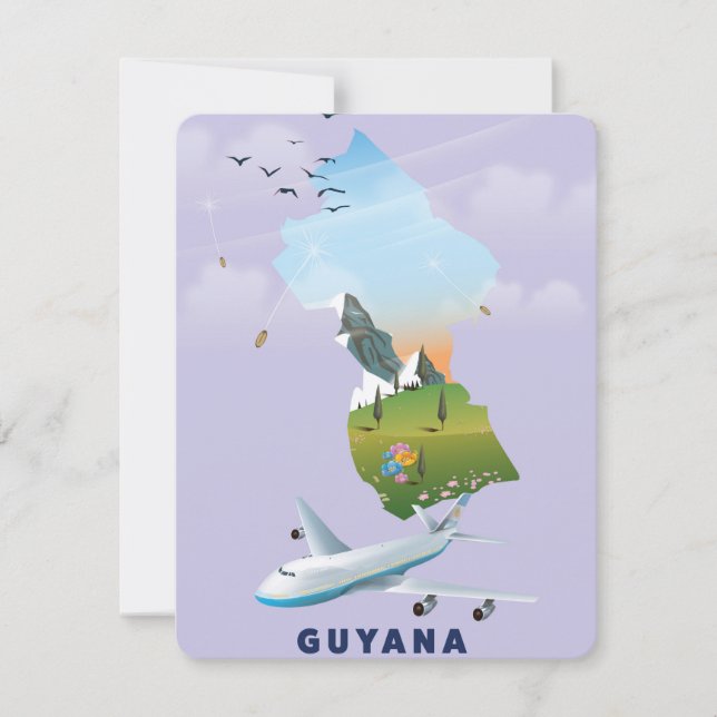 Poster de mapa ilustrado da Guiana (Frente)