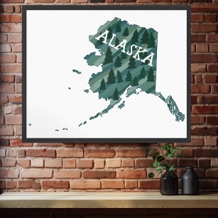 Poster de Mapa Ilustrado do Alaska