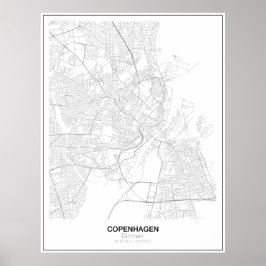 Poster de Mapa Minimalista de Copenhaga, Dinamarca