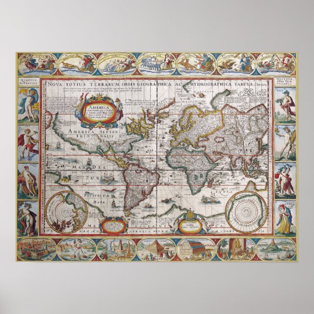 Poster de Mapa Mundial Antiquado (Frente)