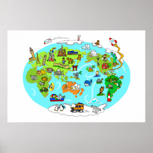 Poster de Mapa Mundial para Crianças