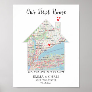 Pôster de Mapa Personalizado da Nossa Primeira Cas