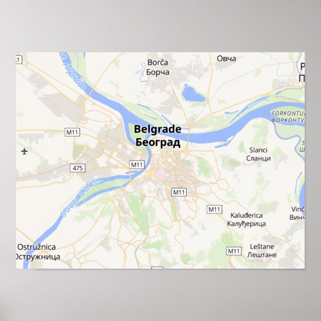Pôster de Mapa Personalizado Paisagem (Frente)
