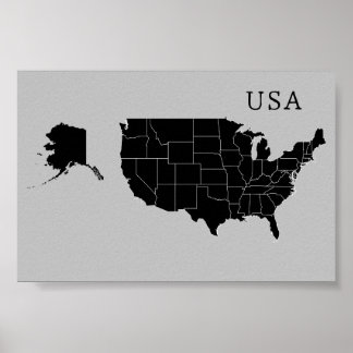 Poster de Mapa Personalizável dos Estados Unidos d