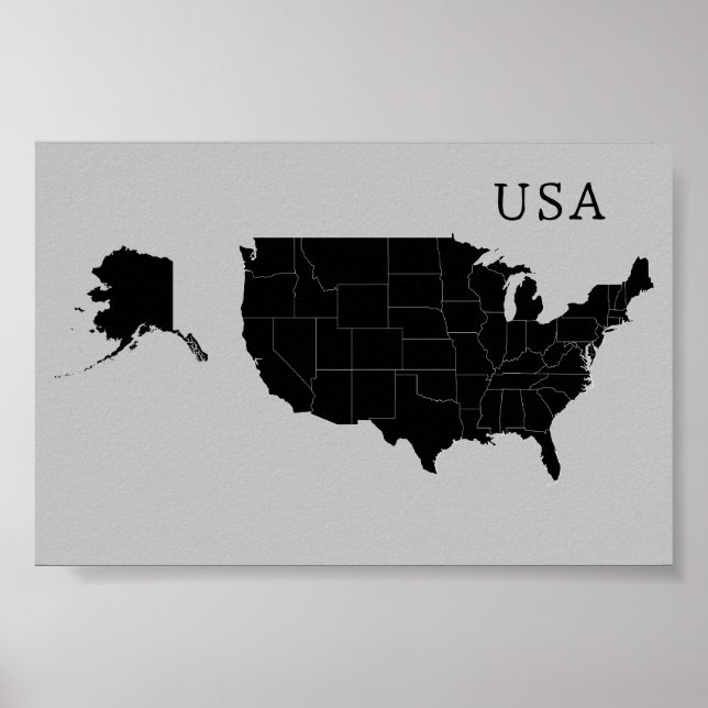 Poster de Mapa Personalizável dos Estados Unidos d (Frente)