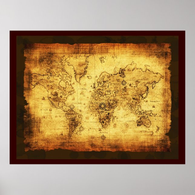 Poster de Mapa Rustic Old World (Grande) (Frente)