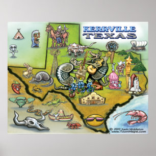 Poster de Mapa TEXAS de Kerrville