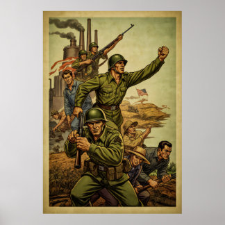 Poster de Marcha Soldado Inspirada na Era da Guerr