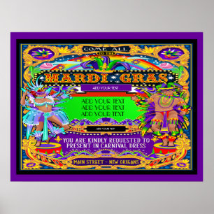 Poster de Mardi Gras a ser personalizado