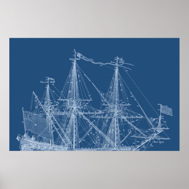 Poster de mastro de barcos de varejo Blueprint par (Frente)