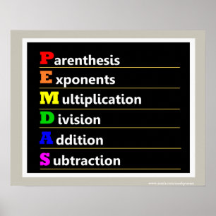 Poster de Matemática da Ordem de Operações PEMDAS
