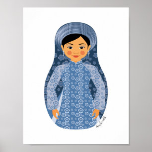 Poster de Matryoshka de água vietnamita