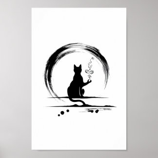 Poster de Meditação de Zen Cat