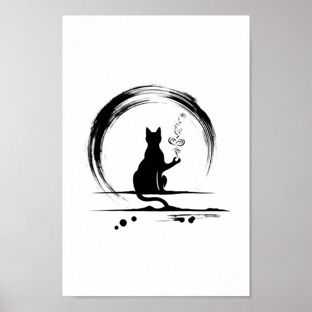 Poster de Meditação de Zen Cat (Frente)