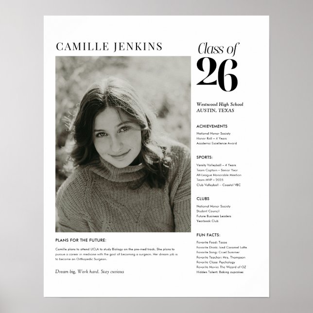 Poster de Memória de Foto de Formatura da Turma de (Frente)