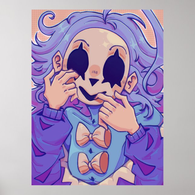 Poster de Menina com Máscara Fofo e Assustador (Frente)