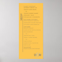 poster de Menu de Casamento Amarelo Daffodil de 4"
