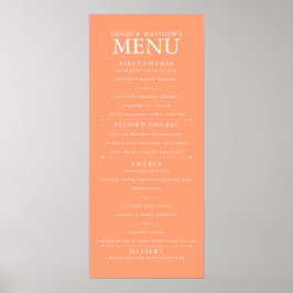 poster de Menu de Casamento Cantaloupe de 4" x 9"