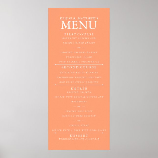 poster de Menu de Casamento Cantaloupe de 4" x 9" (Frente)