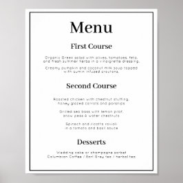 Poster de Menu de Casamento Simples de 3 Cursos
