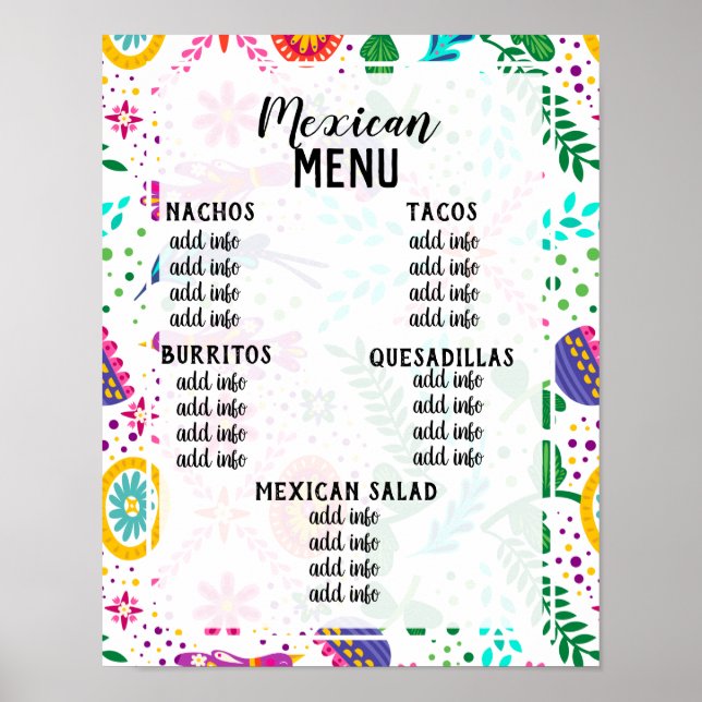 poster de menu mexicano (Frente)