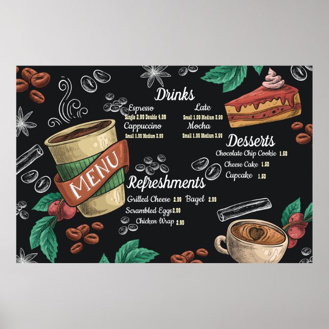 Poster de menu personalizado (Frente)