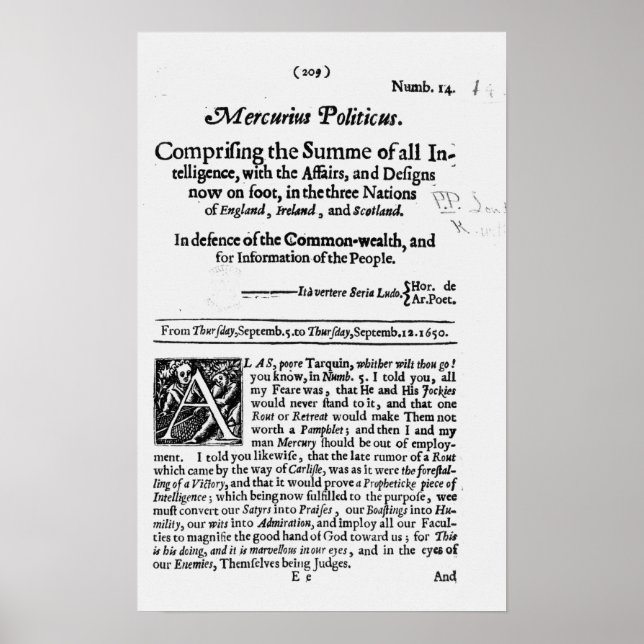 Poster de Mercurius Politicus (Frente)